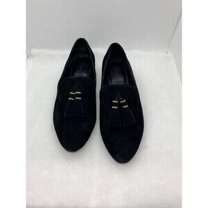 Karl Lagerfeld tassel clover flats loafer black suede 8M womens W/ Box